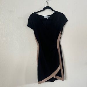 Almost Famous Black and Tan Asymmetrical Dress